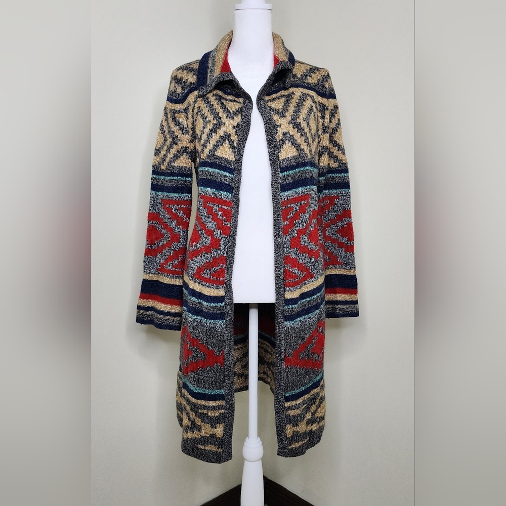 Cable & Guage Aztec Patterned Cardigan Sweater Sm Southwestern Cabincore Comfy